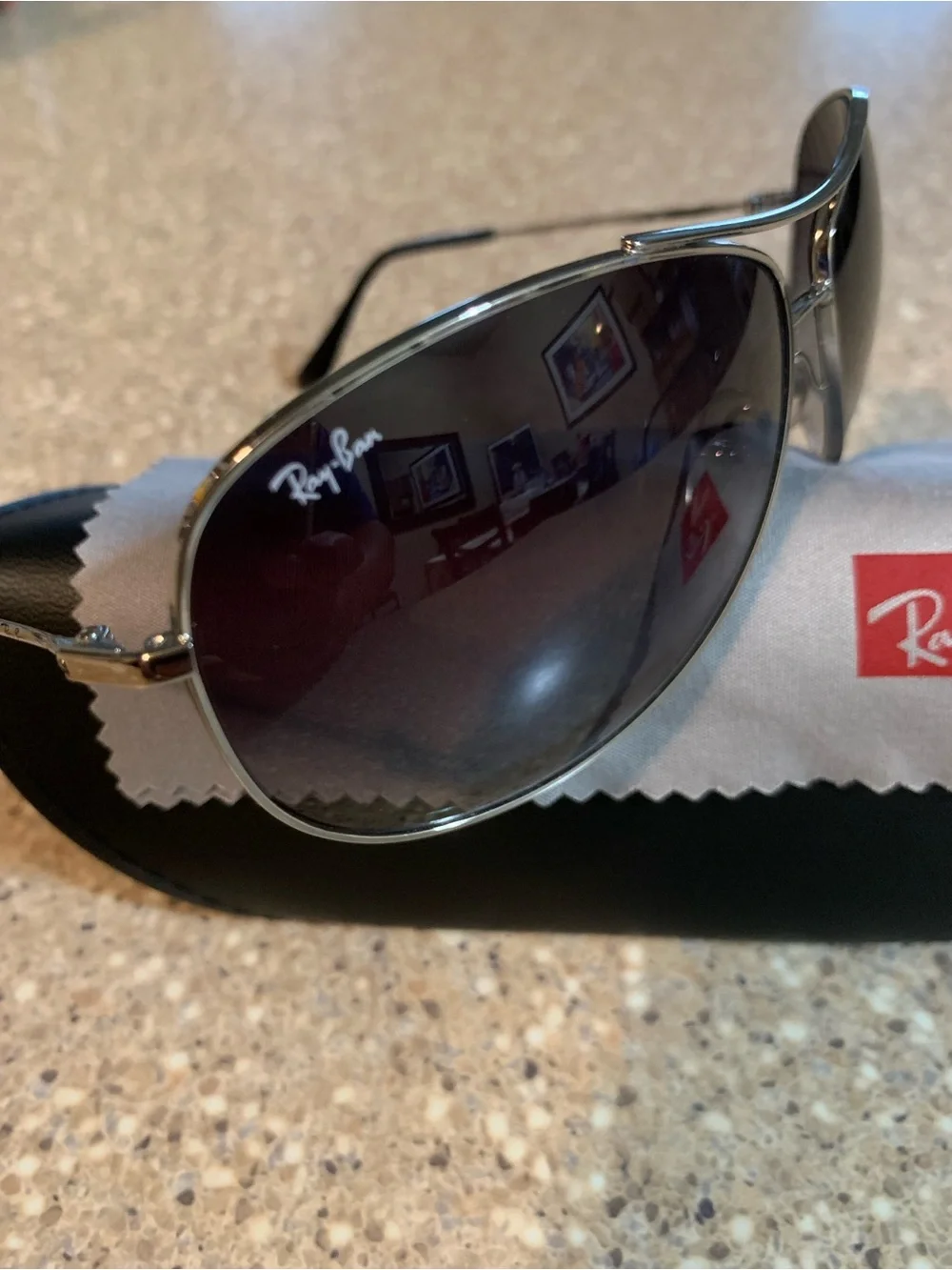 Ray-Ban Men’s Aviator Sunglasses - Silver Frame with Black Gradient Lenses